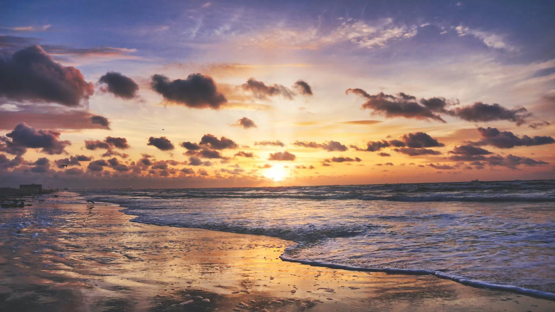 Texas serene beach at sunset